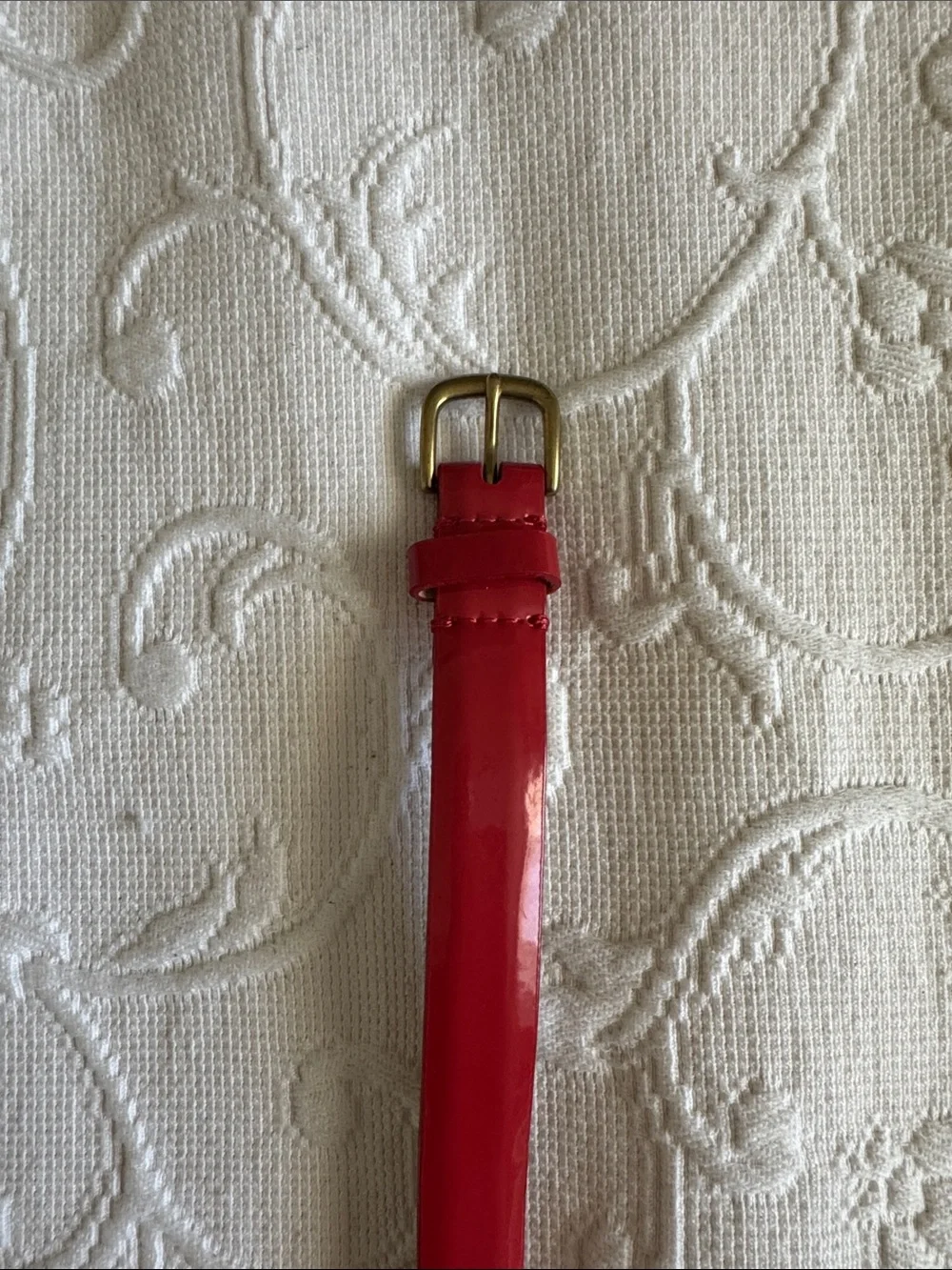 J. Crew Red Slim Leather Belt with Brass-Tone Buckle - Picture 2 of 8